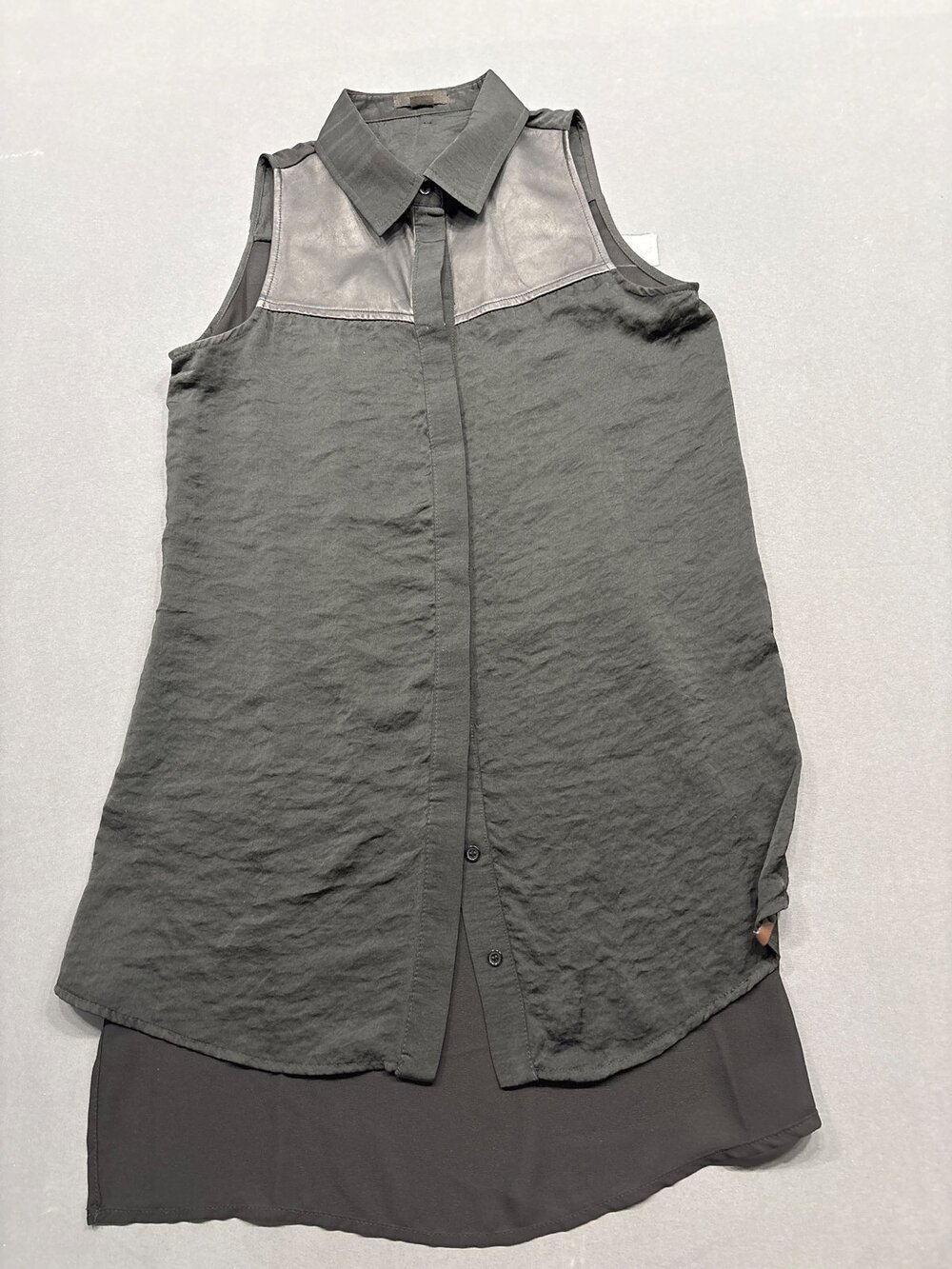 RUDSAK Sleeveless Button-Down Shirt Dress Gray Size S